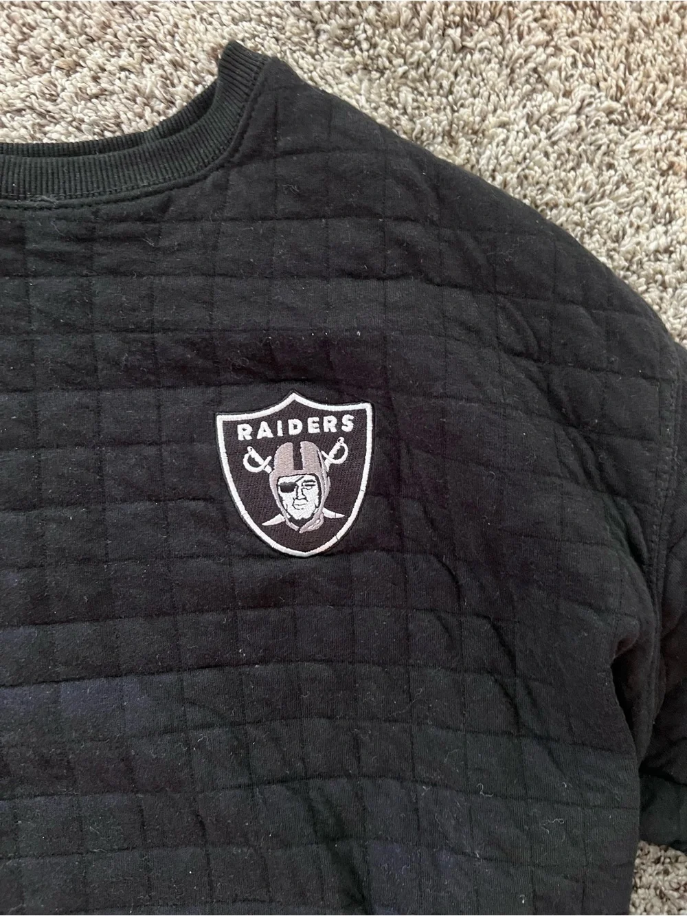 Fanatics Black Raiders Quilted Crewneck Sweatshirt